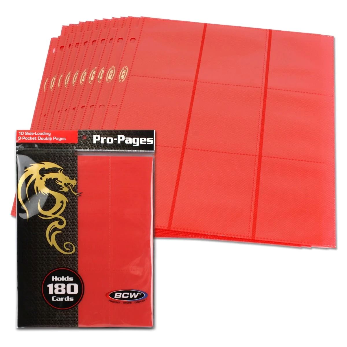 BCW: Side Loading 18-Pocket Pages - Red