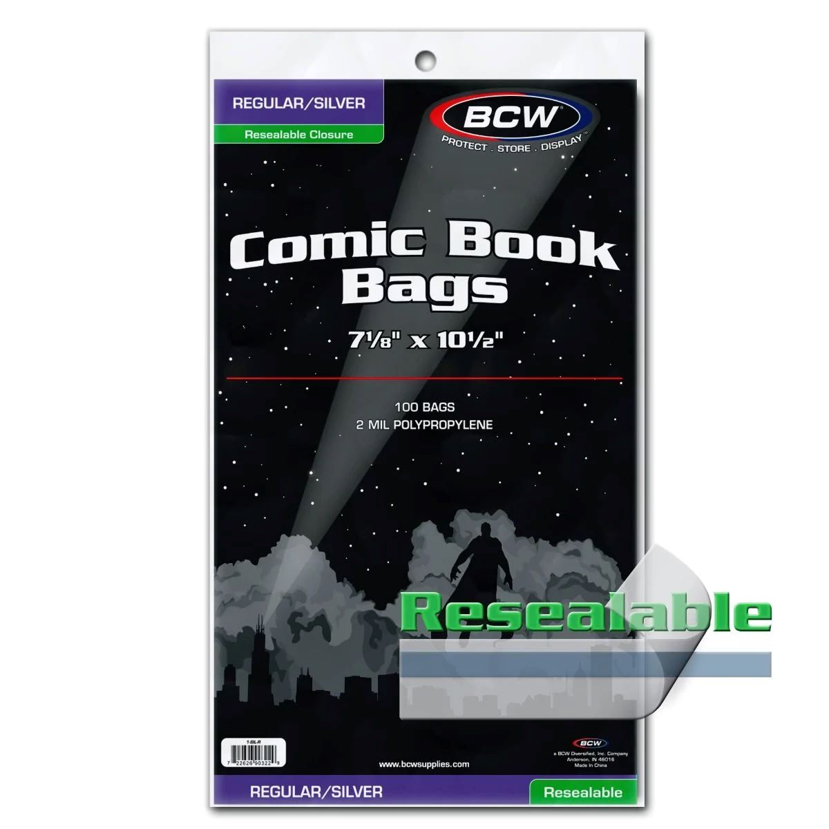 BCW: Comic Book Resealable Bags 2 Mil Polypropylene 100 Pack - Regular/Silver