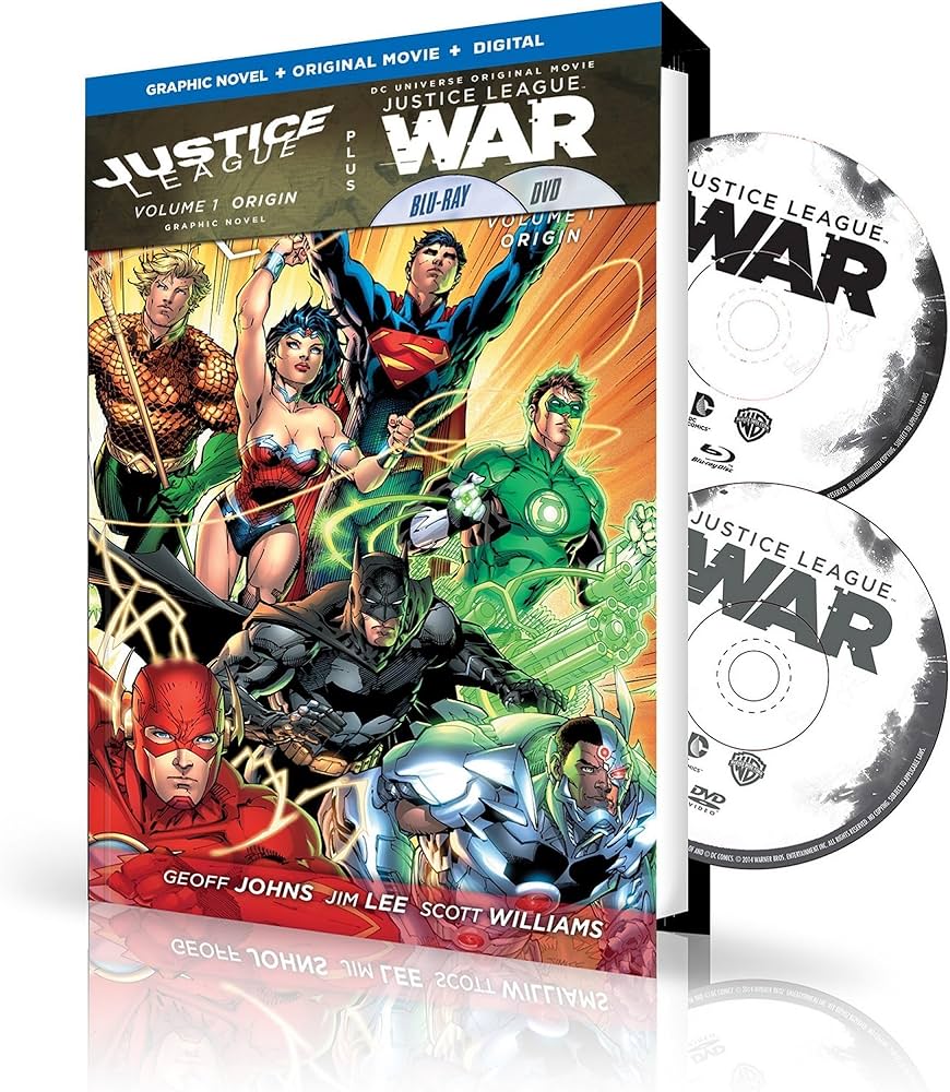 Justice League Volume 1 Hardcover Origin Book & Dvd Blu Ray Set