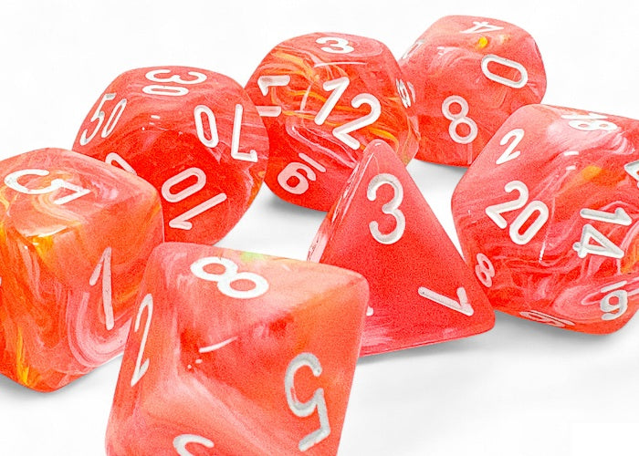Chessex: 7 Piece Dice Set - Mega Festive Dahlia/White
