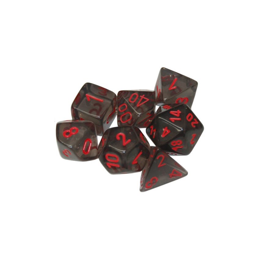 Chessex: 7 Piece Dice Set - Translucent Smoke/Red
