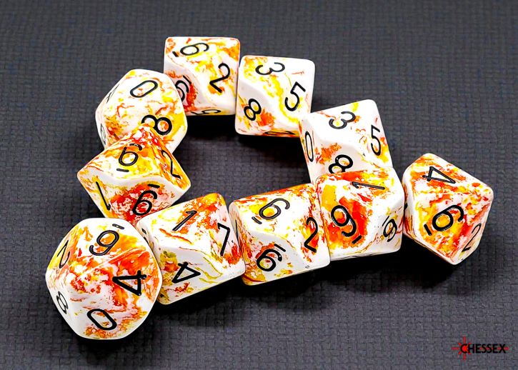 Chessex: 10D10 - Brush Sunrise/Black