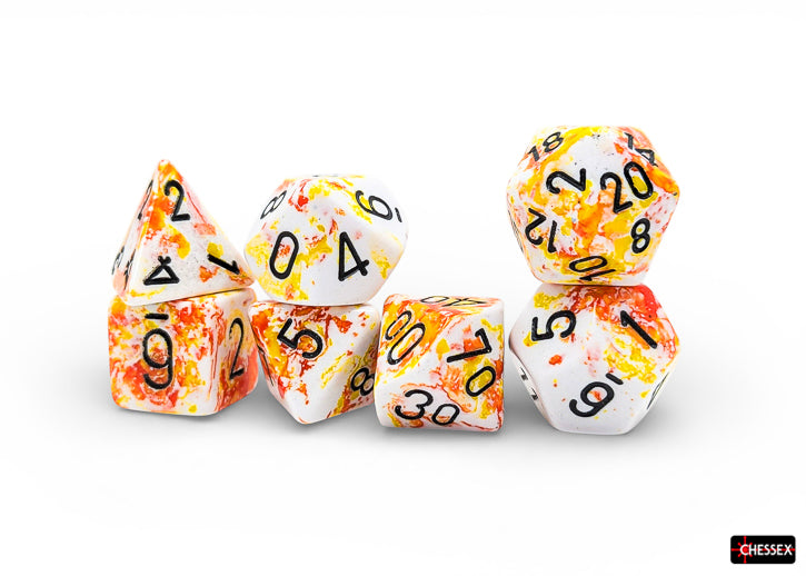 Chessex: 7 Piece Dice Set - Brush Sunrise/Black
