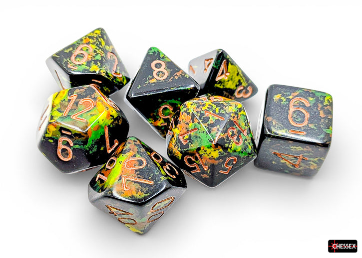Chessex: 7 Piece Dice Set - Brush Deep Forest/Gold