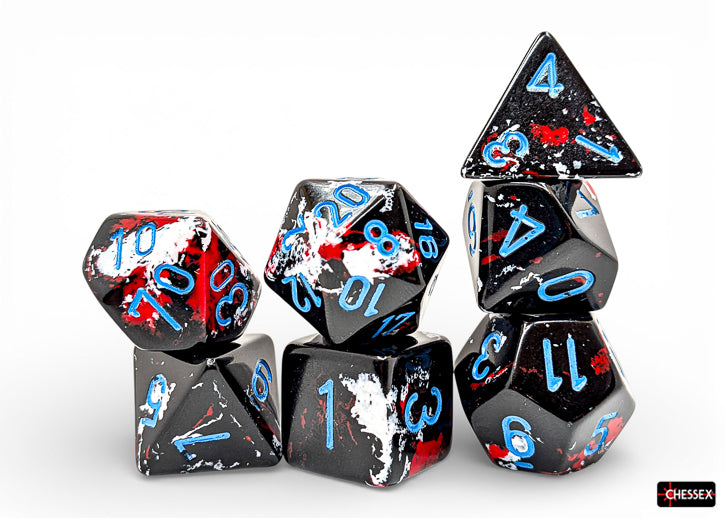 Chessex: 7 Piece Dice Set - Brush Dark Side/Blue