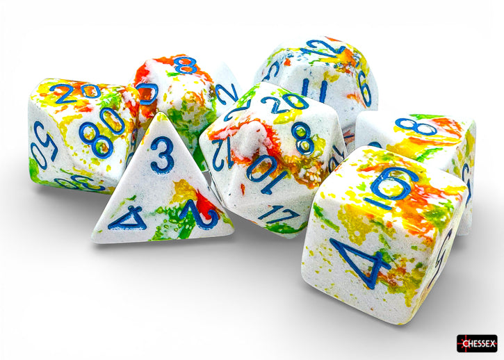Chessex: 7 Piece Dice Set - Brush Breezy/Blue