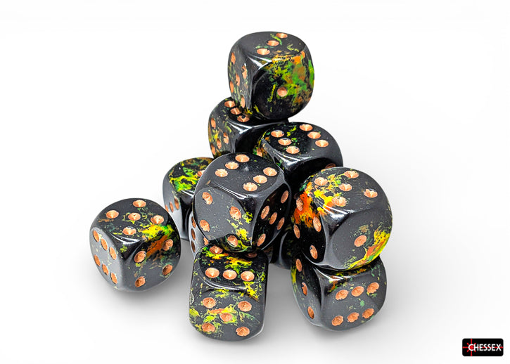 Chessex: 12D6 16MM Dice - Brush Deep Forest/Gold