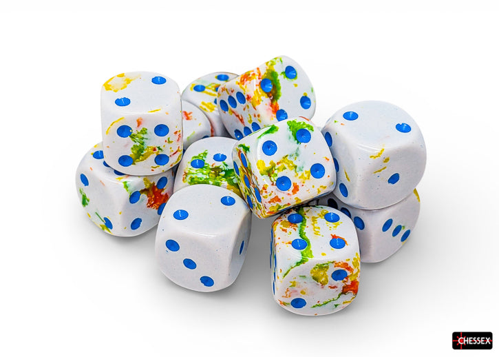 Chessex: 12D6 16MM Dice - Brush Breezy/Blue