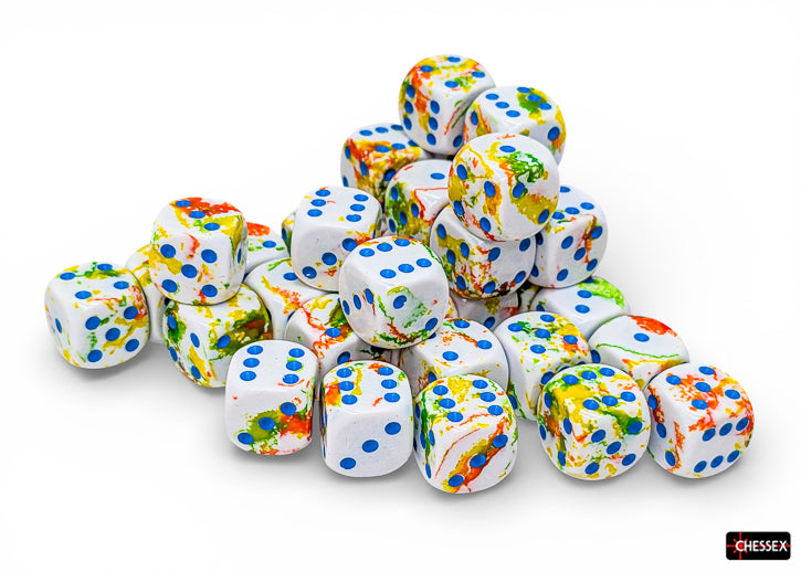 Chessex: 36D6 12MM Dice - Brush Breezy/Blue