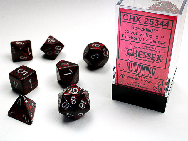 Chessex: 7 Piece Dice Set - Speckled Silver Volcano