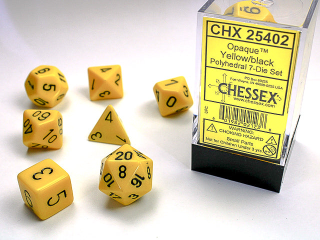 Chessex: 7 Piece Dice Set - Opaque Yellow/Black
