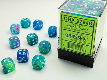 Chessex: 36D6 12MM Dice - Festive Yellow/Silver