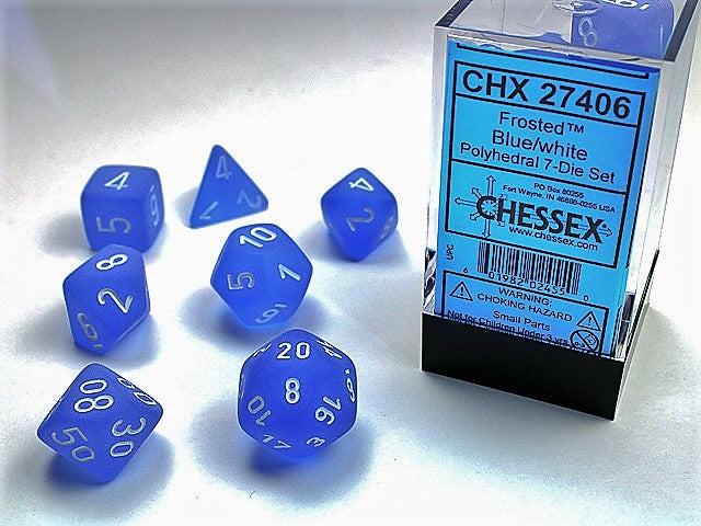 Chessex: 7 Piece Dice Set - Frosted Blue/White