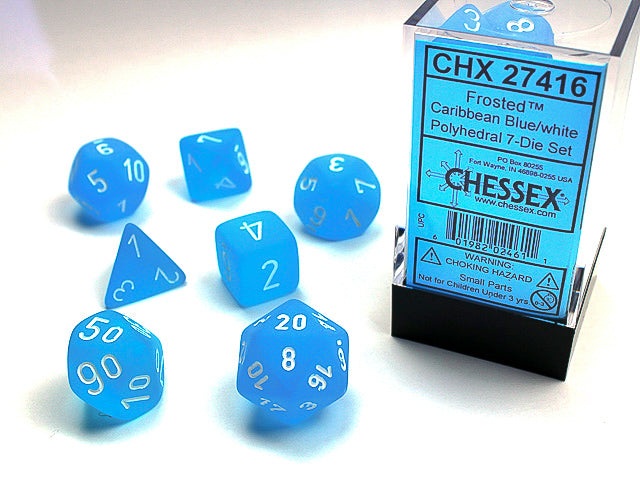 Chessex: 7 Piece Dice Set - Frosted Caribbean Blue/White