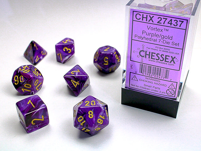 Chessex: 7 Piece Dice Set - Vortex Purple/Gold