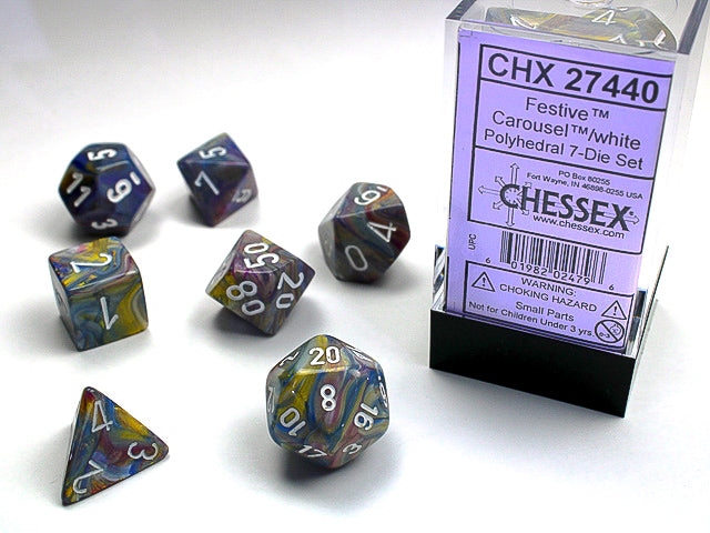 Chessex: 7 Piece Dice Set - Festive Carousel/White