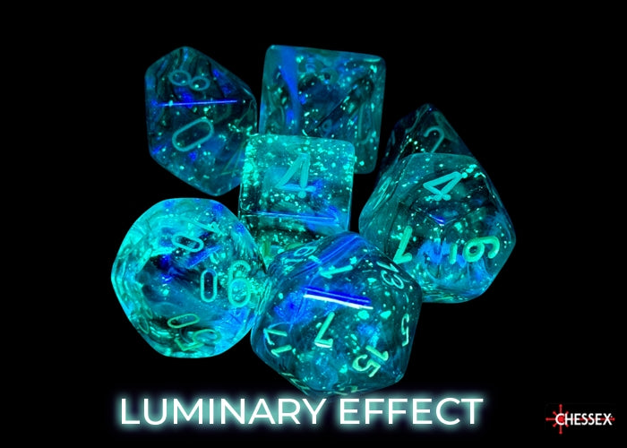 Chessex: 7 Piece Dice Set - Borealis Kelp/Light Green Luminary