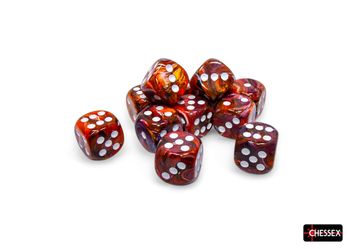 Chessex: 12D6 16MM Dice - Festive Symphony/White