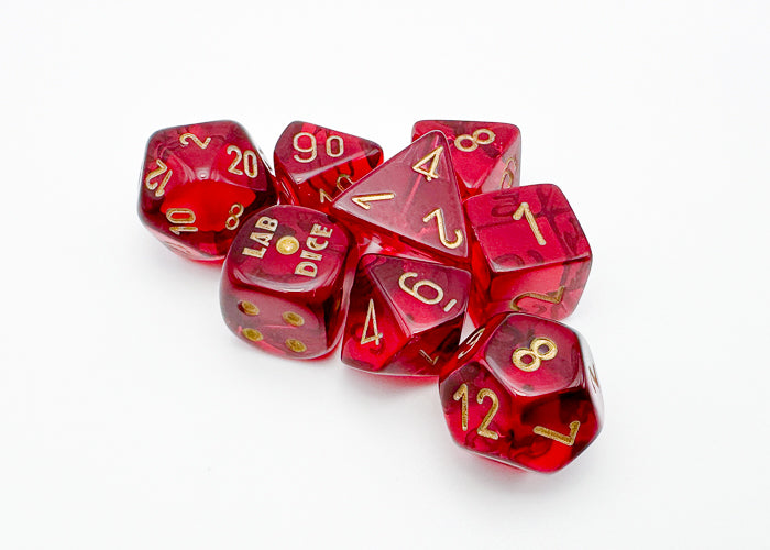 Chessex: 8 Piece Lab Dice Set - Translucent Crimson/Gold