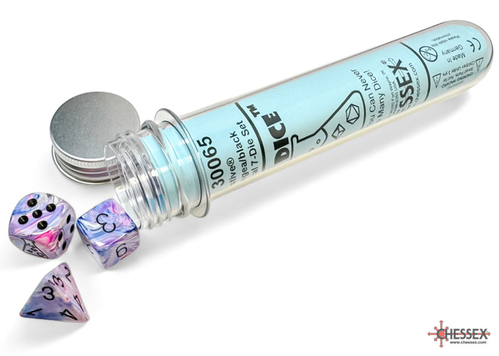 Chessex: 8 Piece Lab Dice Set - Festive Hydrangea/Black