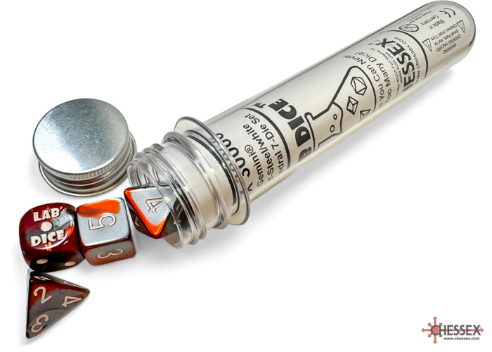 Chessex: 8 Piece Lab Dice Set - Gemini Red-Steel/White