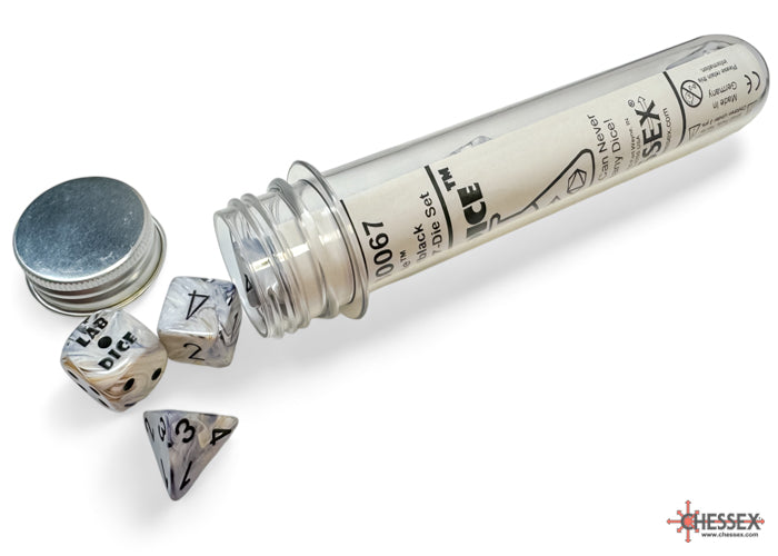 Chessex: 8 Piece Lab Dice Set - Marble Calcite/Black