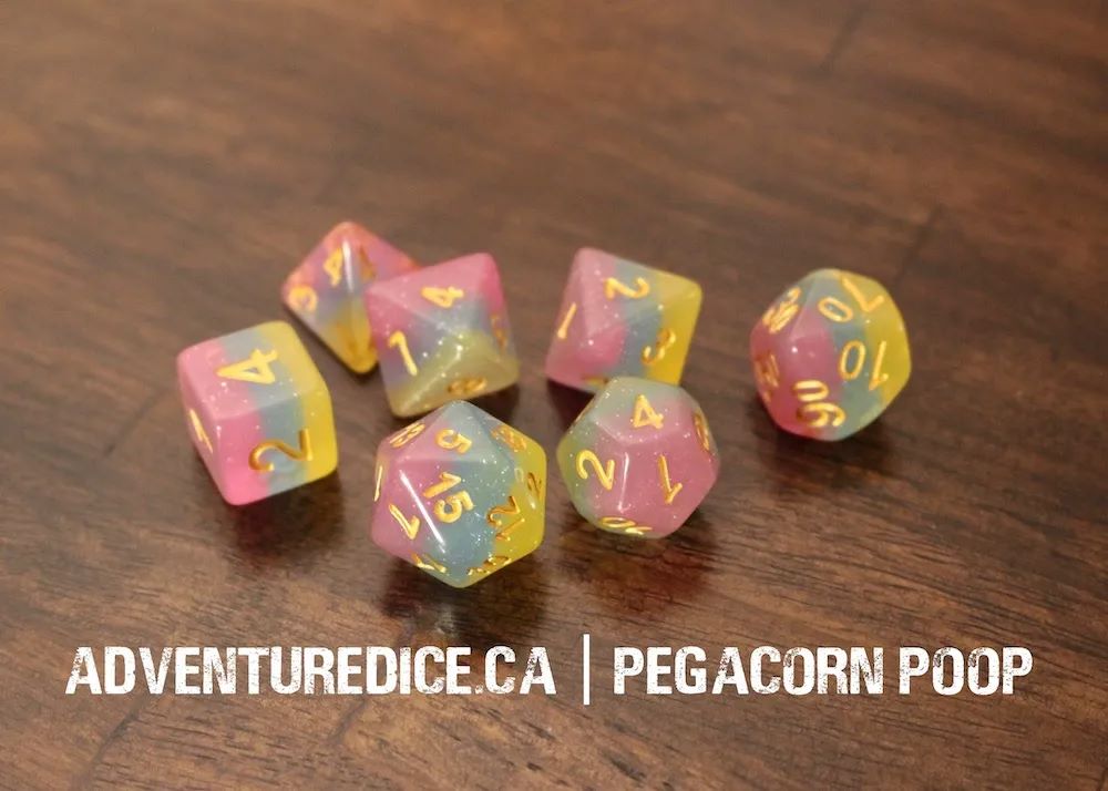 Adventure Dice: 7 Piece Dice Set - Pegacorn Poop