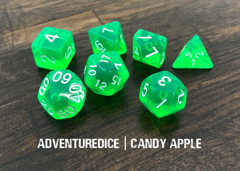 Adventure Dice: 7 Piece Dice Set - Candy Apple