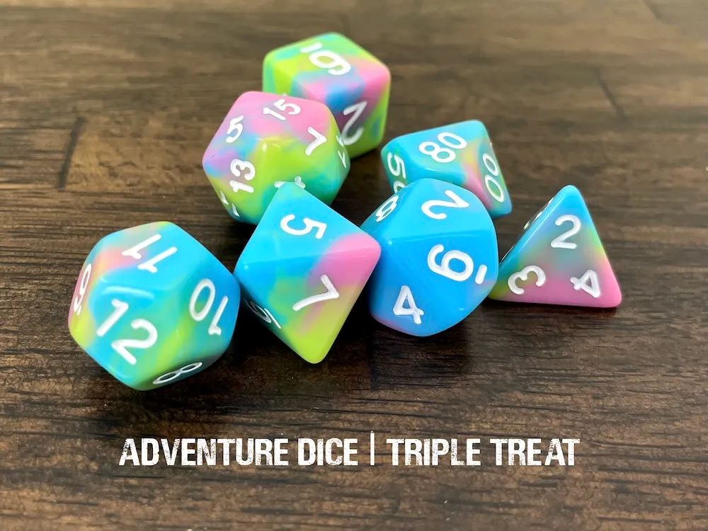 Adventure Dice: 7 Piece Dice Set - Triple Treat