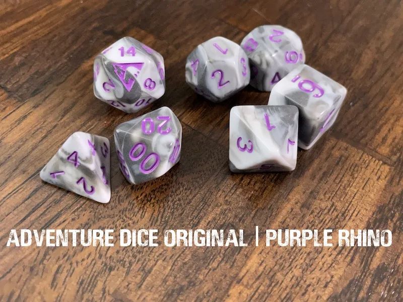 Adventure Dice: 7 Piece Dice Set - Purple Rhino