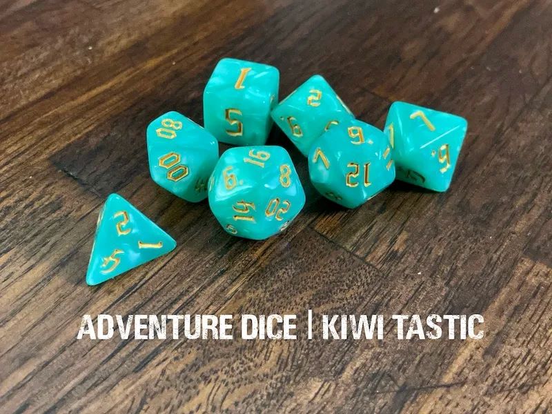 Adventure Dice: 7 Piece Dice Set - Kiwi Tastic