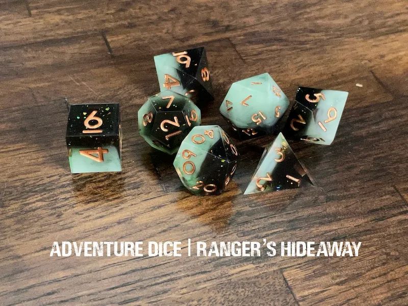 Adventure Dice: 7 Piece Resin Dice Set - Ranger’s Hideaway