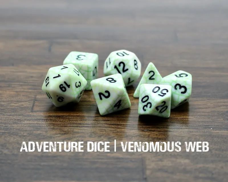 Adventure Dice: 7 Piece Dice Set - Venomous Web