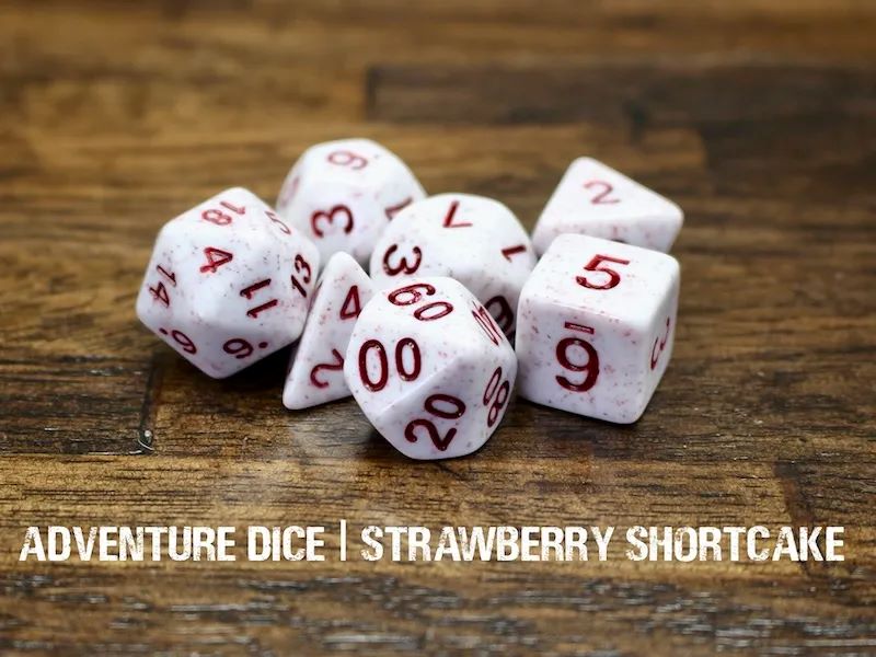 Adventure Dice: 7 Piece Dice Set - Strawberry Shortcake
