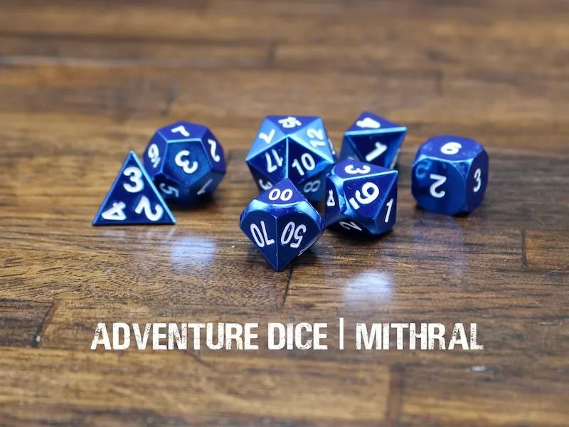 Adventure Dice: 7 Piece Metal Dice Set - Mithral
