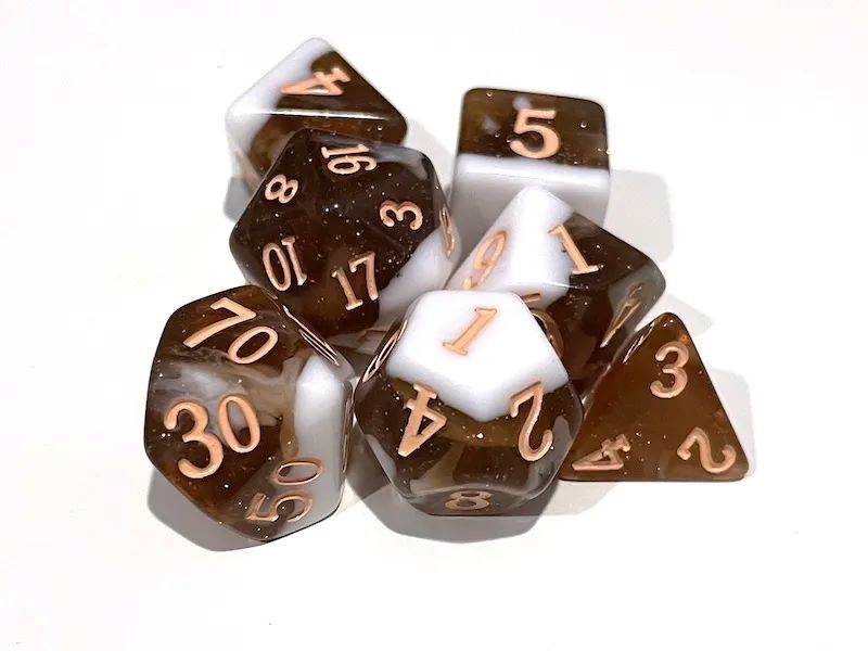Adventure Dice: 7 Piece Dice Set - Rootbeer Float