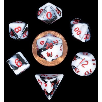 FanRoll: Mini 7 Piece 10mm Acrylic Dice Set - Marble/Red