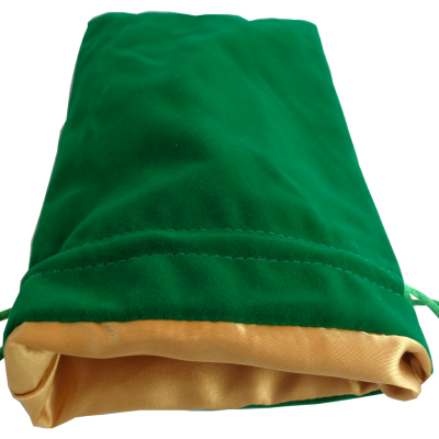 FanRoll: Large Velvet Dice Bag - Green/Gold