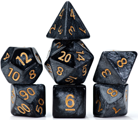 GKGD: 7 Piece 16mm Resin Dice Set - Mercurial Black Hole