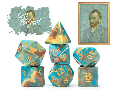 GKGD: 7 Piece 16mm Resin Dice Set - Van Gogh Self Portrait