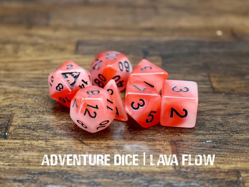 Adventure Dice: 7 Piece Dice Set - Lava Flow