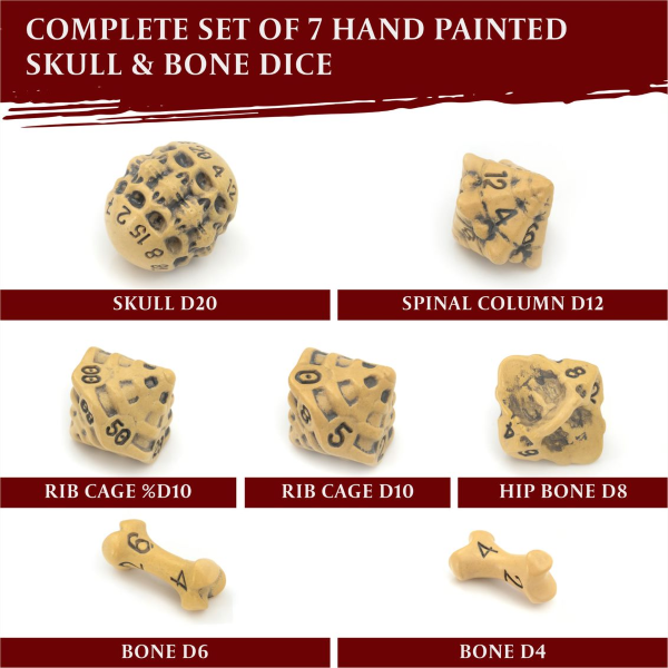 Lynx: 7 Piece Dice Set - Skull & Bone Yellow
