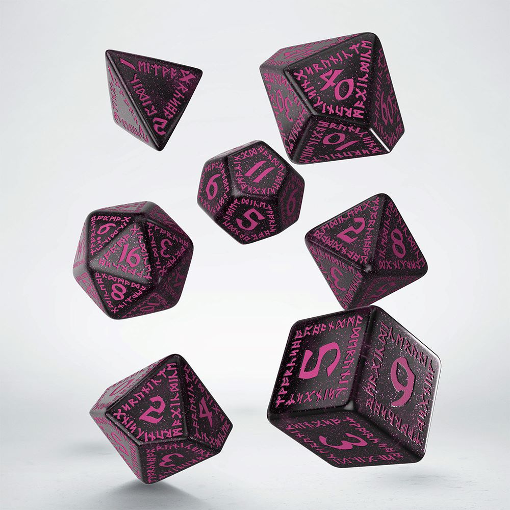 Runic Dice Set: Shimmering Black/Magenta