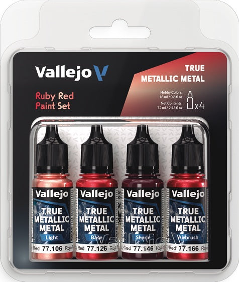 Vallejo: True Metallic Metal Paint Set - Ruby Red