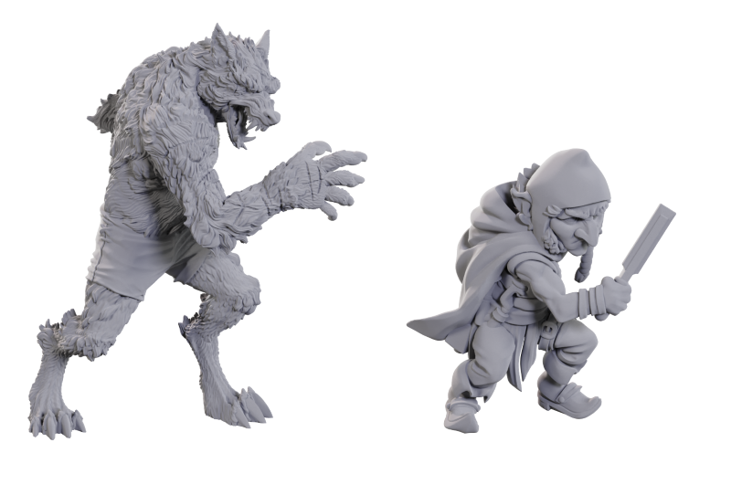 Critical Role Unpainted Miniatures: Wave 23 - Chetney Pock O'Pea & Werewolf