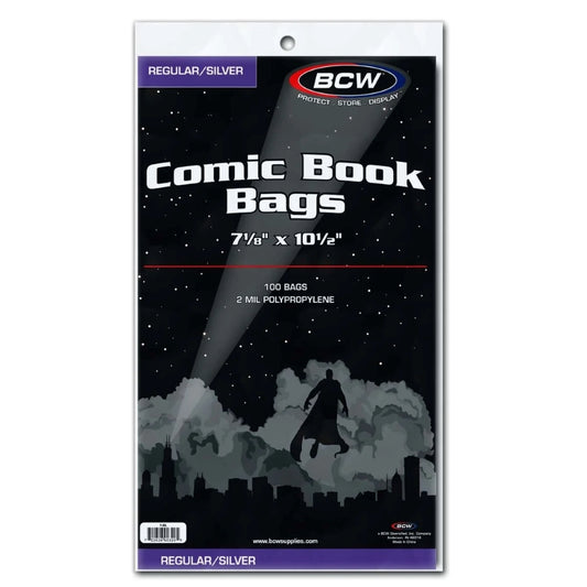 BCW: Comic Book Bags 2 Mil Polypropylene 100 Pack - Regular/Silver