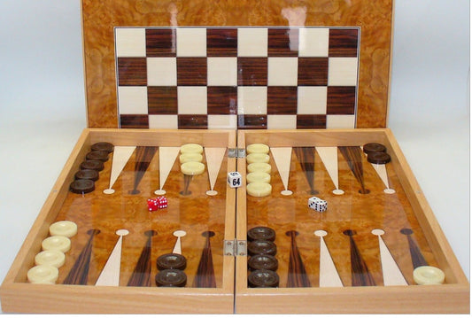 Backgammon: 19" Burl Wood Style Decoupage