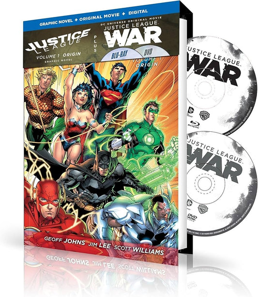 Justice League Volume 1 Hardcover Origin Book & Dvd Blu Ray Set