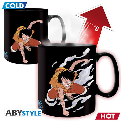 One Piece: Heat Change 460ml Mug - Luffy & Ace