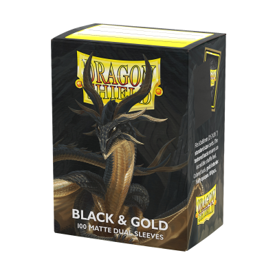 Dragon Shield: Matte Dual Sleeves 100 Count – Black & Gold